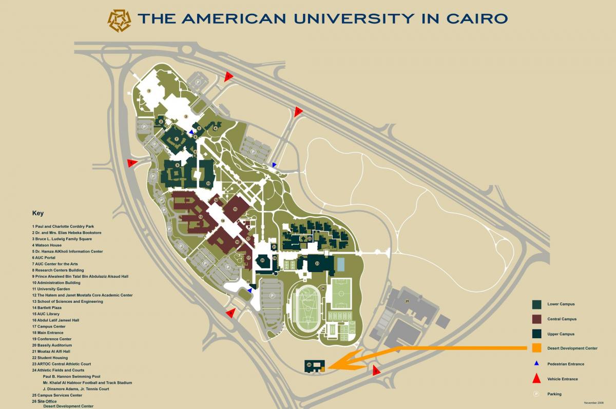 Kart over auu nye kairo campus