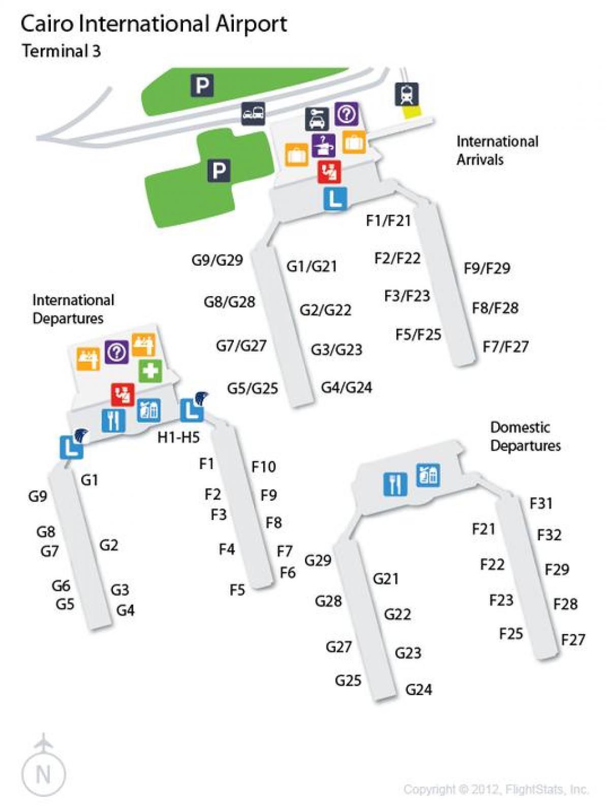 Kart over kairo lufthavn terminal