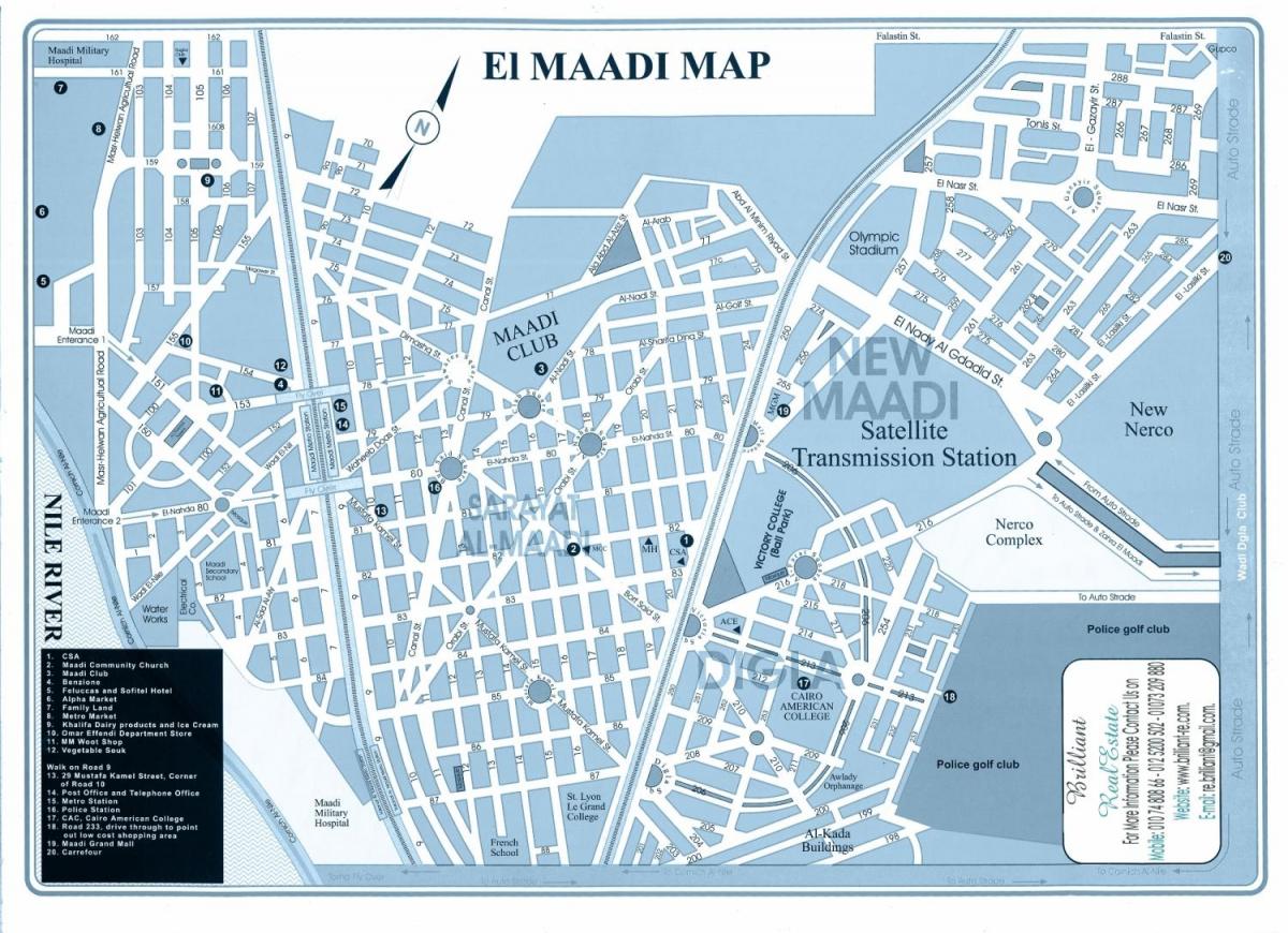Kart over maadi i kairo